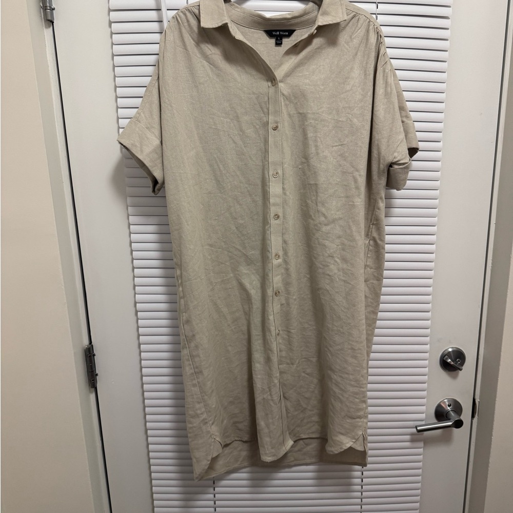 Well Worn Men's Casual Beige Button Down Shirt